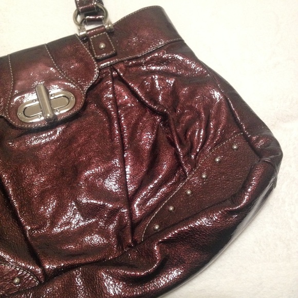 NUOVEDIVE Italian BRONZE BROWN Shiny Genuine LEATHER SHOULDER BAG - Picture 4 of 15